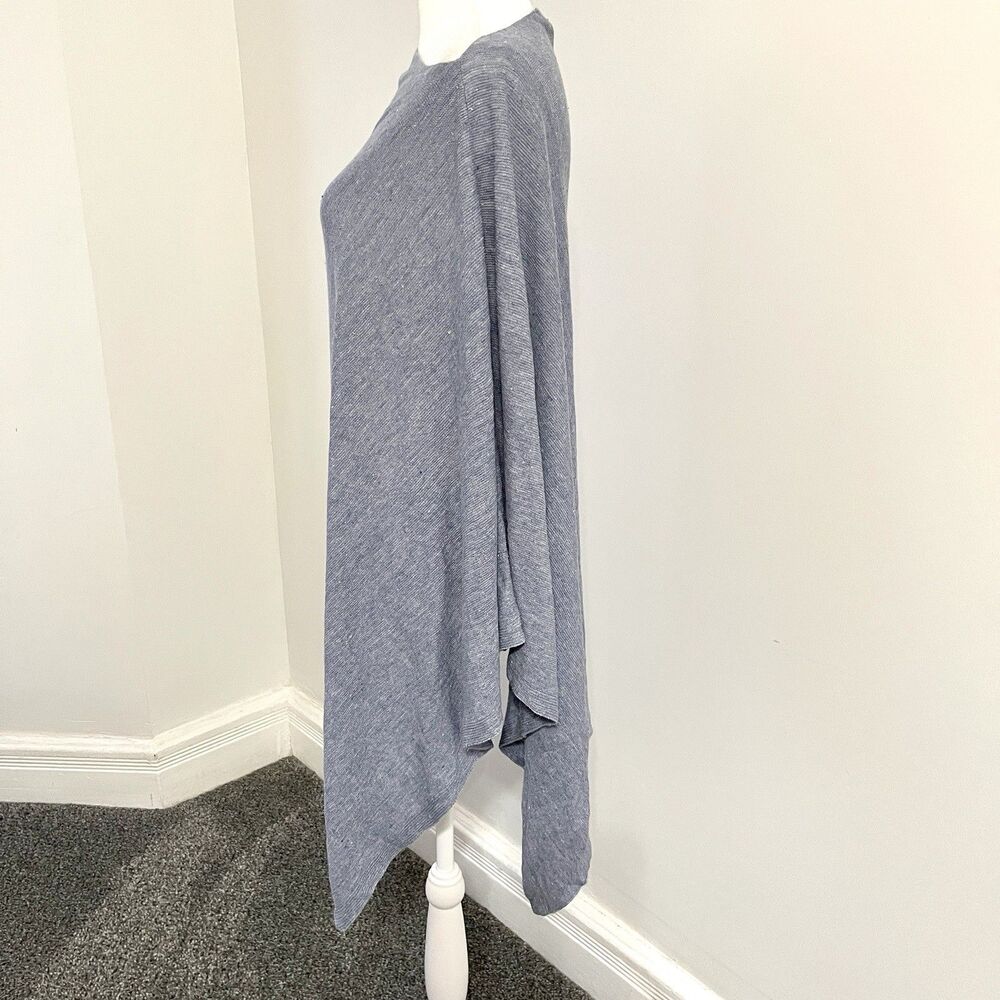 Eileen Fisher Organic Linen Melange Poncho Womerns One Size Asymmetrical Blue - Picture 2 of 8